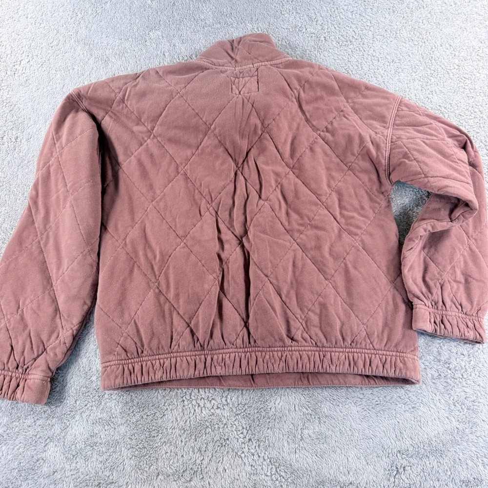 Abercrombie & Fitch Pullover Womens S Mauve Quilted Quarter Zip Garment Dyed - Picture 4 of 8